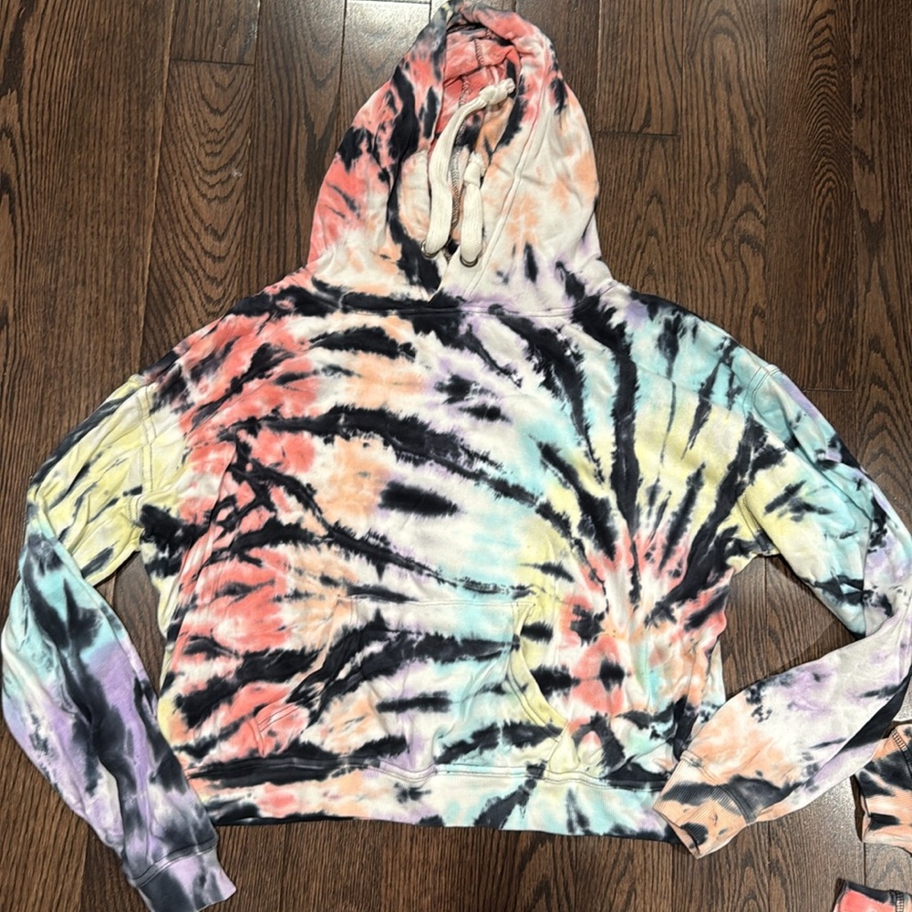 Vintage Havana Tie Dye Crop Hoodie Sweatshirt and pants set - Picture 2 of 3